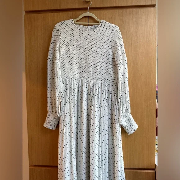Ganni White and Black “Rometty” Polka Dot Dress, size 42/8 - Picture 6 of 13